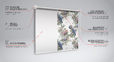Tenda a rullo in tessuto con stampa di pappagalli su fiori