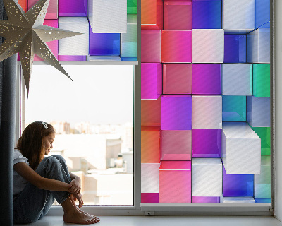 Tenda a rullo da interno con fantasia a cubi 3D colorati