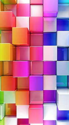Tenda a rullo da interno con fantasia a cubi 3D colorati