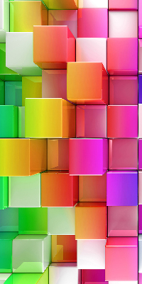 Tenda a rullo da interno con fantasia a cubi 3D colorati