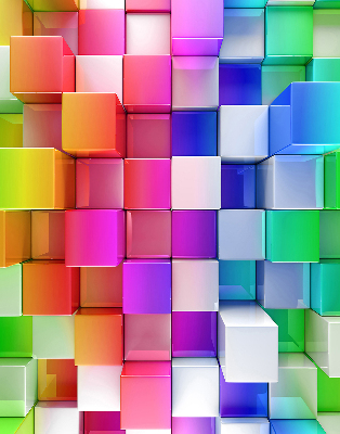 Tenda a rullo da interno con fantasia a cubi 3D colorati