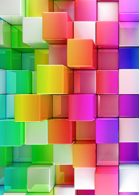 Tenda a rullo da interno con fantasia a cubi 3D colorati