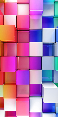 Tenda a rullo da interno con fantasia a cubi 3D colorati