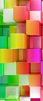 Tenda a rullo da interno con fantasia a cubi 3D colorati