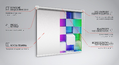 Tenda a rullo da interno con fantasia a cubi 3D colorati