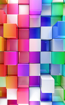 Tenda a rullo da interno con fantasia a cubi 3D colorati