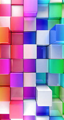 Tenda a rullo da interno con fantasia a cubi 3D colorati