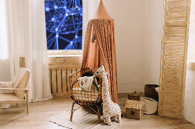 Tenda a rullo per finestra con fantasia a pois blu collegati da linee