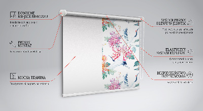 Tenda a rullo per porta finestra con stampa di airone e fiore