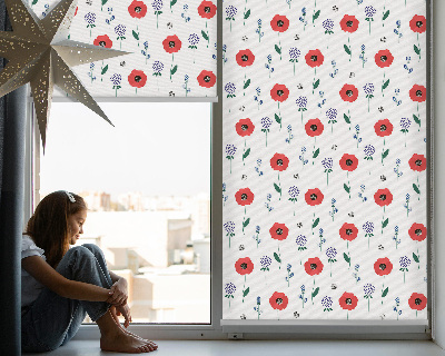 Tenda a rullo interna per finestra con stampa di fiori di papavero