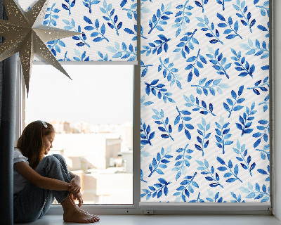 Tenda a rullo per interni con motivo a foglie blu