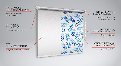 Tenda a rullo per interni con motivo a foglie blu