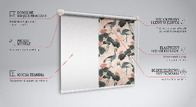 Tenda a rullo per porta finestra con motivo di airone su sfondo rosa