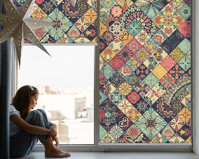 Tenda a rullo interna per finestre con design a piastrelle colorate