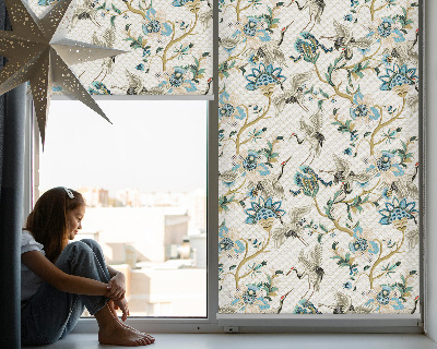Tenda a rullo interna per finestra con fantasia di fiori e uccelli