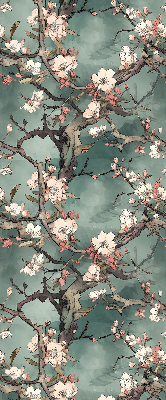 Tenda a rullo interna per finestra con stampa di fiori sull'albero
