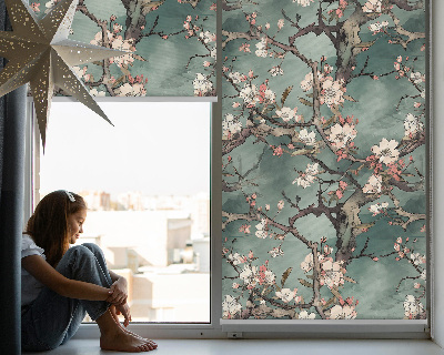 Tenda a rullo interna per finestra con stampa di fiori sull'albero