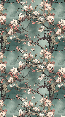 Tenda a rullo interna per finestra con stampa di fiori sull'albero