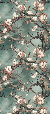 Tenda a rullo interna per finestra con stampa di fiori sull'albero