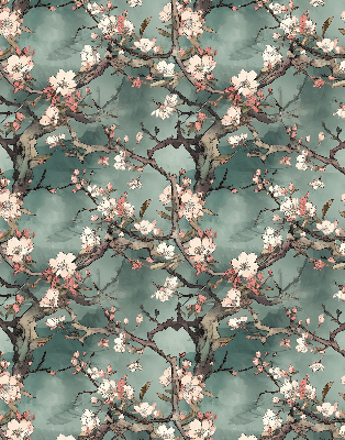 Tenda a rullo interna per finestra con stampa di fiori sull'albero