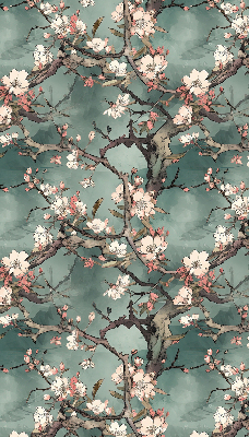 Tenda a rullo interna per finestra con stampa di fiori sull'albero
