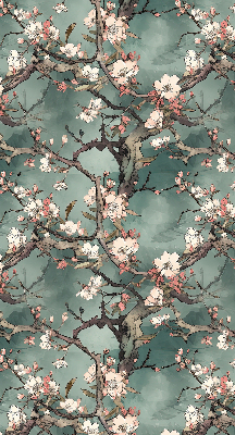 Tenda a rullo interna per finestra con stampa di fiori sull'albero
