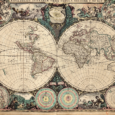Tenda a rullo con stampa di una mappa del mondo
