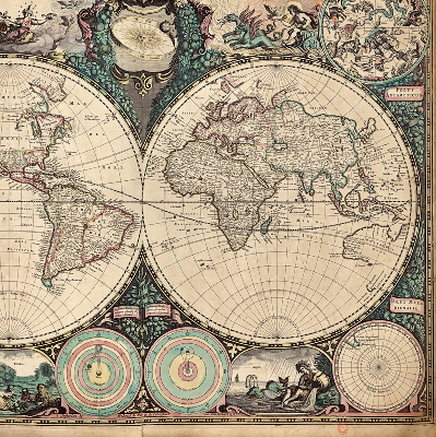 Tenda a rullo con stampa di una mappa del mondo