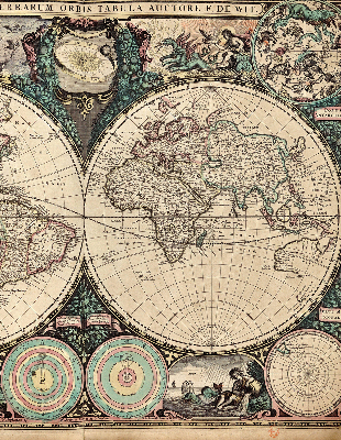 Tenda a rullo con stampa di una mappa del mondo