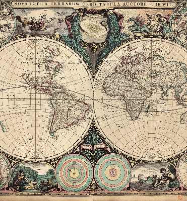 Tenda a rullo con stampa di una mappa del mondo