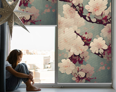 Tenda a rullo per finestra con stampa a fiori di ciliegio
