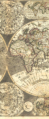 Tenda a rullo con stampa di una mappa del mondo per interni