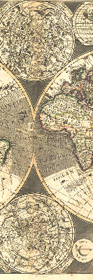 Tenda a rullo con stampa di una mappa del mondo per interni