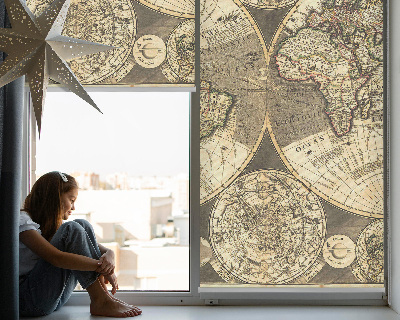 Tenda a rullo con stampa di una mappa del mondo per interni
