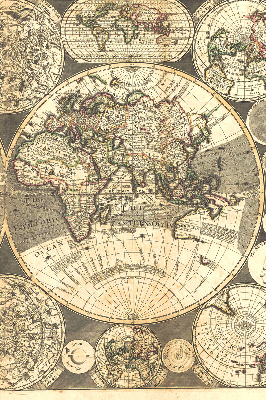 Tenda a rullo con stampa di una mappa del mondo per interni