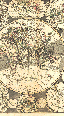 Tenda a rullo con stampa di una mappa del mondo per interni