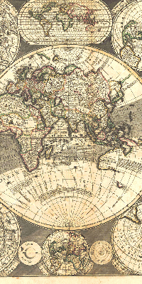 Tenda a rullo con stampa di una mappa del mondo per interni