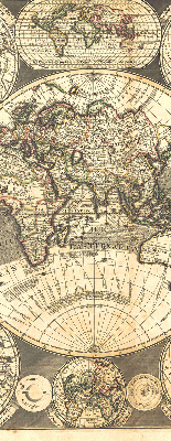 Tenda a rullo con stampa di una mappa del mondo per interni