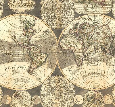 Tenda a rullo con stampa di una mappa del mondo per interni