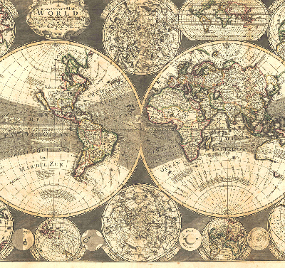 Tenda a rullo con stampa di una mappa del mondo per interni