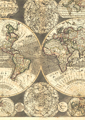 Tenda a rullo con stampa di una mappa del mondo per interni