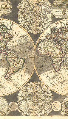 Tenda a rullo con stampa di una mappa del mondo per interni