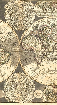 Tenda a rullo con stampa di una mappa del mondo per interni