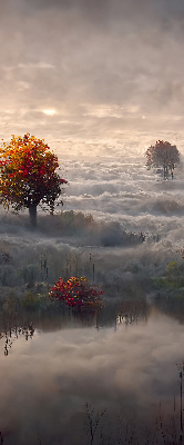 Tenda a rullo per porta finestra con stampa di alberi nella nebbia
