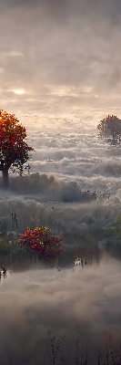 Tenda a rullo per porta finestra con stampa di alberi nella nebbia