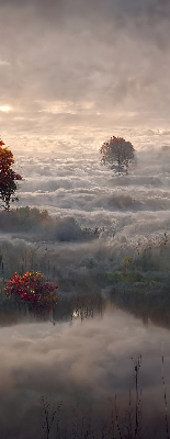 Tenda a rullo per porta finestra con stampa di alberi nella nebbia