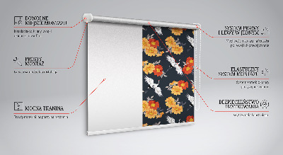 Tenda a rullo per finestra con motivo a fiori e gru