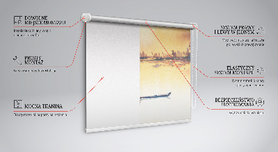 Tenda a rullo da interno con stampa di paesaggio di un tramonto sul lago