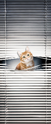Tenda a rullo per porta finestra con fantasia a gatto rosso