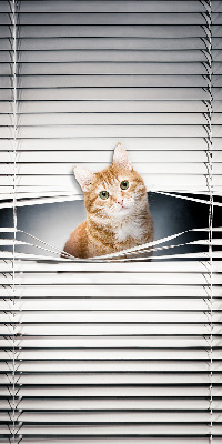 Tenda a rullo per porta finestra con fantasia a gatto rosso